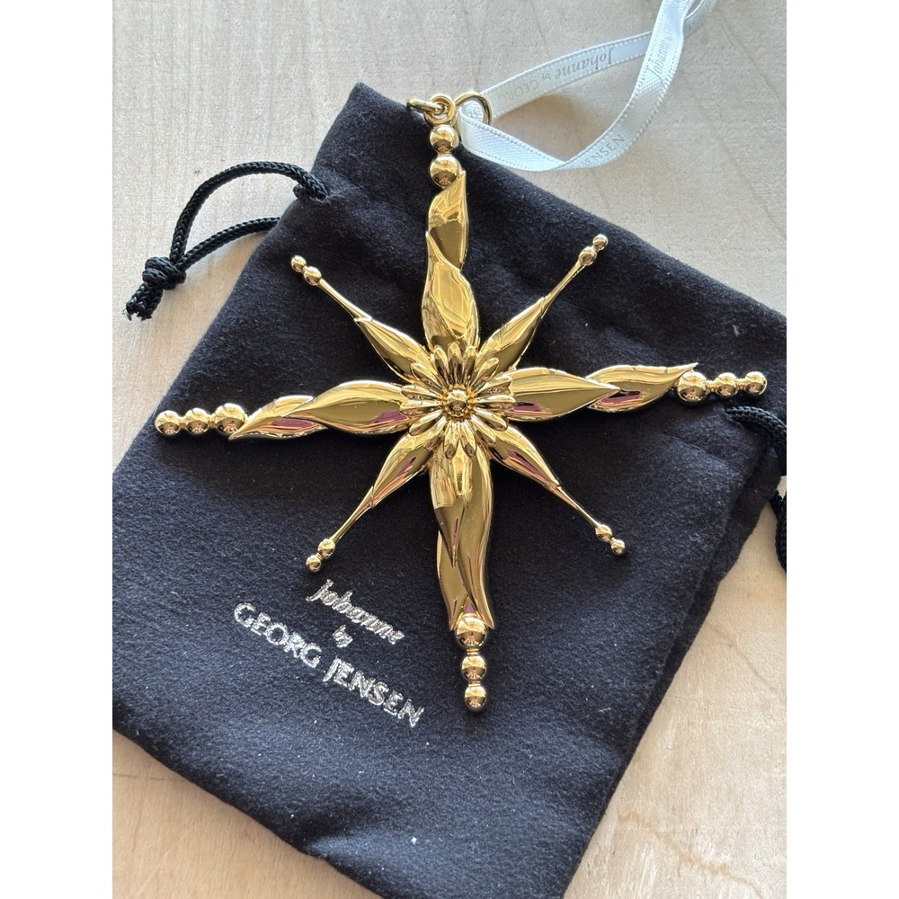 Georg Jensen Christmas Ornament Johanne Star 24k Gold Plated Original Box Bag
